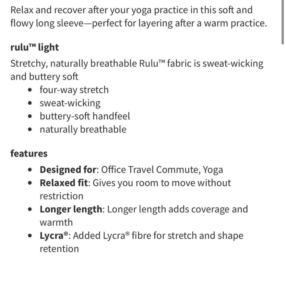 Lululemon Ease of Mind Long Sleeve Top Black - Picture 13 of 14